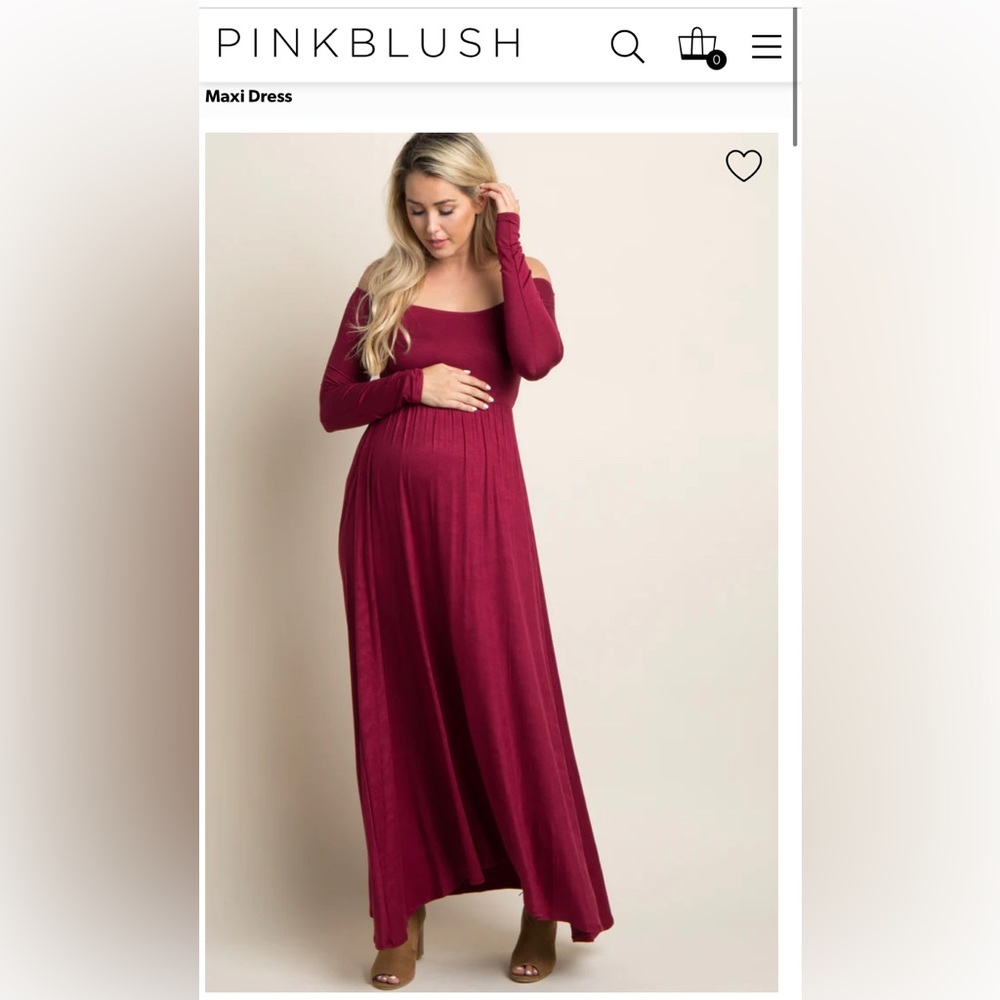 Red long sleeve empire waist maternity maxi Dress size M